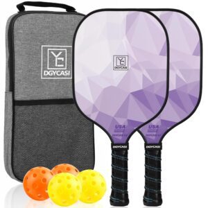 Pickleball Paddles Set of 2, USAPA Approved, Fiberglass Surface (CHS), Polypropylene Honeycomb Core, Anti-Slip Sweat-Absorbing Grip, 2 Outdoor Pickleball, 2 Indoor Pickleball,...