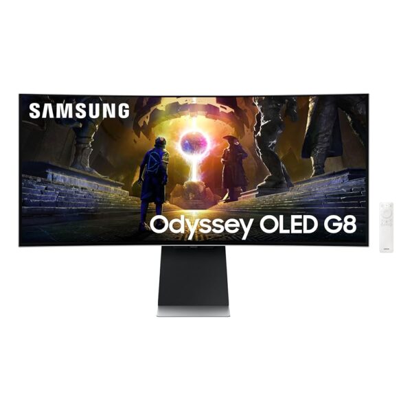 SAMSUNG 34" Odyssey G85SD Series QD-OLED Ultra WQHD Curved Gaming Monitor, 175Hz, 0.03ms, DisplayHDR True Black 400, AMD FreeSync Premium Pro, Advanced Game Streaming,...