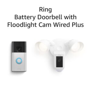 All-new Ring Battery Doorbell with Ring Floodlight Cam Wired Plus (White)