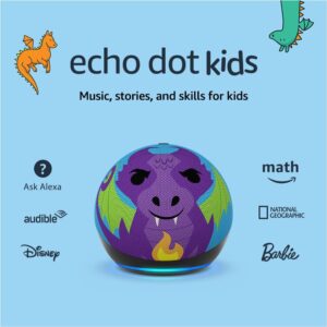 Amazon Echo Dot Kids (newest model), Designed for kids, with parental controls, Includes 1 Year of Amazon Kids+, Dragon