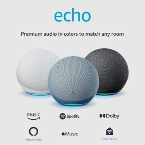 Amazon Echo (newest model), With premium sound, smart home hub, and Alexa, Twilight Blue