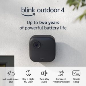 Blink Outdoor 4 + Blink Mini 2 — Smart security cameras, two-way talk, HD live view, motion detection, set up in minutes, Works with Alexa — 2 camera system + Mini 2 (White)