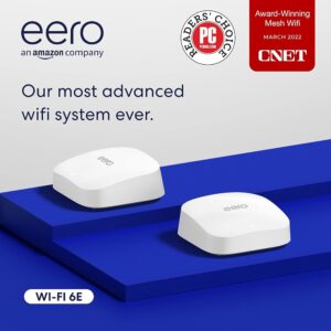 Certified Refurbished Amazon eero Pro 6E mesh Wi-Fi router | Fast and reliable gigabit + speeds | connect 100+ devices | Coverage up to 4,000 sq. ft. | 2-Pack, 2022 release