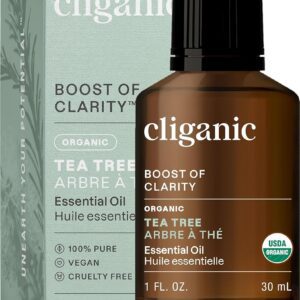 Cliganic Organic Tea Tree Essential Oil, 100% Pure Natural, for Aromatherapy | Non-GMO Verified (Packaging May Vary)