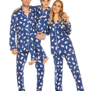 Ekouaer Christmas Family Matching Pajamas Long Sleeve Button Down Pj Set Festival Party Sleepwear