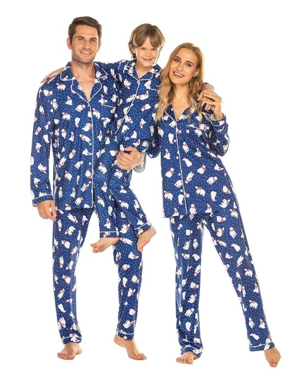 Ekouaer Christmas Family Matching Pajamas Long Sleeve Button Down Pj Set Festival Party Sleepwear