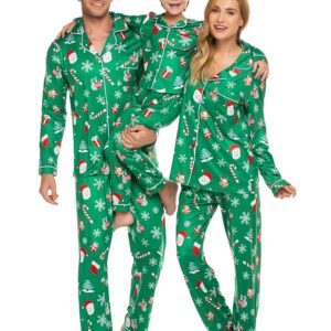 Ekouaer Christmas Family Matching Pajamas Long Sleeve Button Down Pj Set Festival Party Sleepwear