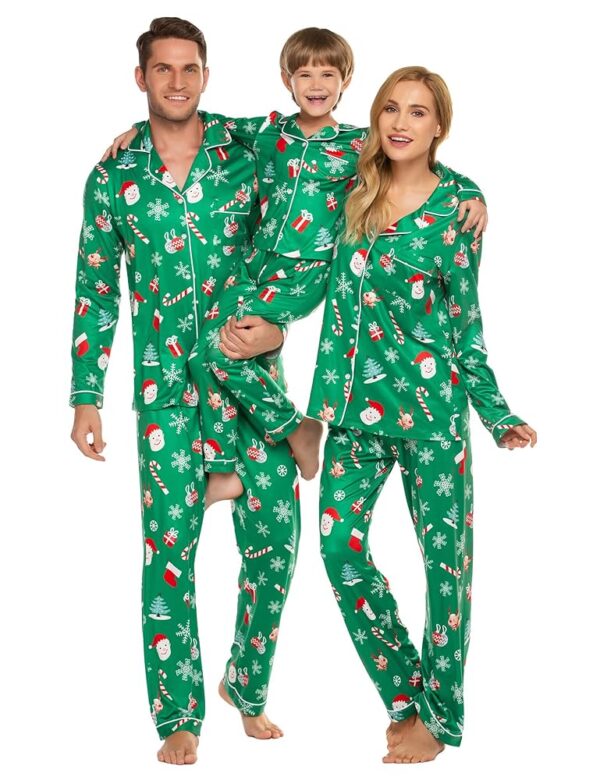 Ekouaer Christmas Family Matching Pajamas Long Sleeve Button Down Pj Set Festival Party Sleepwear