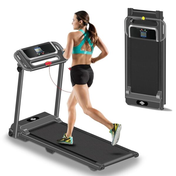 Folding Treadmill, 3.0HP Portable Foldable Treadmills for Home with 12 Preset Programs, LED Display, Compact Small Treadmill for Office, Walking Pad Treadmill, 300 LBS Capacity