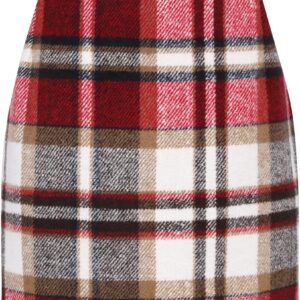 IDEALSANXUN Womens High Waist Plaid Skirt Bodycon Pencil Wool Mini Skirts