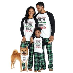 IFFEI Matching Family Pajamas Sets Christmas PJ's Letter Print Top and Plaid Bottom Sleepwear Jammies with Pockets