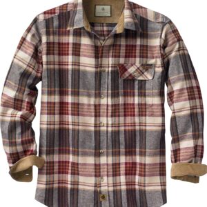 Legendary Whitetails Men's Buck Camp Flannel, Long Sleeve Plaid Button Down Casual Shirt, Corduroy Cuffs