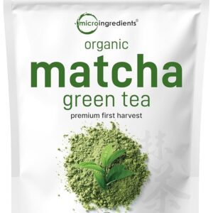 Micro Ingredients Organic Matcha Green Tea Powder, 1lb | Premium First Harvest Japanese for Daily Beverage | 100% Pure Culinary Grade | No Sugar, Eco-Friendly Recyclable Bags