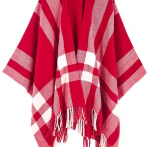 Moss Rose Women's Travel Plaid Shawl Wrap Open Front Poncho Cape for Fall Winter