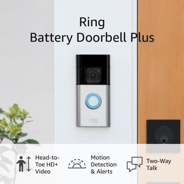 Ring Battery Doorbell Plus with Ring Stick Up Cam Battery, Black