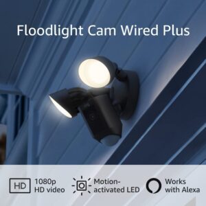 Ring Floodlight Cam Wired Plus with motion-activated 1080p HD video, Black (2021 release)