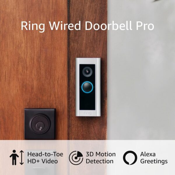 Ring Wired Doorbell Pro (Video Doorbell Pro 2) with Ring Floodlight Cam Wired (White)