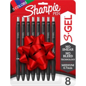 Sharpie S-Gel, Gel Pens, Drawing Pens, Gel Ink Pens For Journaling, Writing Pens, Coloring Pens, Medium Point Pens (0.7Mm), Stocking Stuffers, Assorted Colors, 8 Count