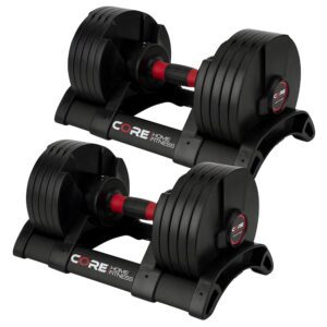 Core Fitness® Adjustable Dumbbell Weight Set by Affordable Dumbbells - Space Saver - Dumbbells for Your Home