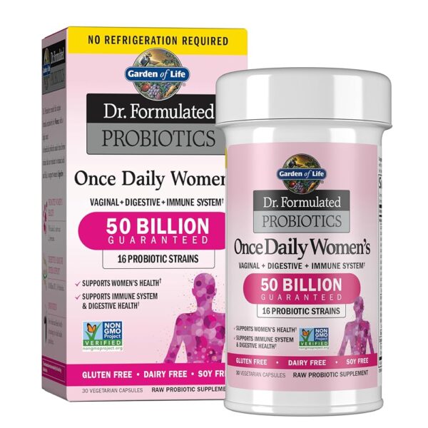 Garden of Life Once Daily Dr. Formulated Probiotics for Women 50 Billion CFU 16 Probiotic Strains with Organic Prebiotics for Digestive, Vaginal & Immune Health, Dairy Free,...