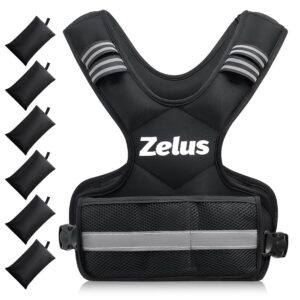 ZELUS Weighted Vest for Men and Women | 4-10lb/11-20lb/20-32lb Vest with 6 Ironsand Weights for Home Workouts | Adjustable Body Weight Vest Exercise Set for Cardio and Strength...